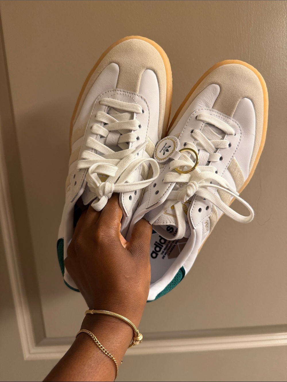 adidas Women’s White, Gum & Green Retro Sneaker
